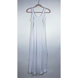 Vitamin A White Ribbed Maxi Dress Side Slit Coastal Bridal Minimal New Size XS